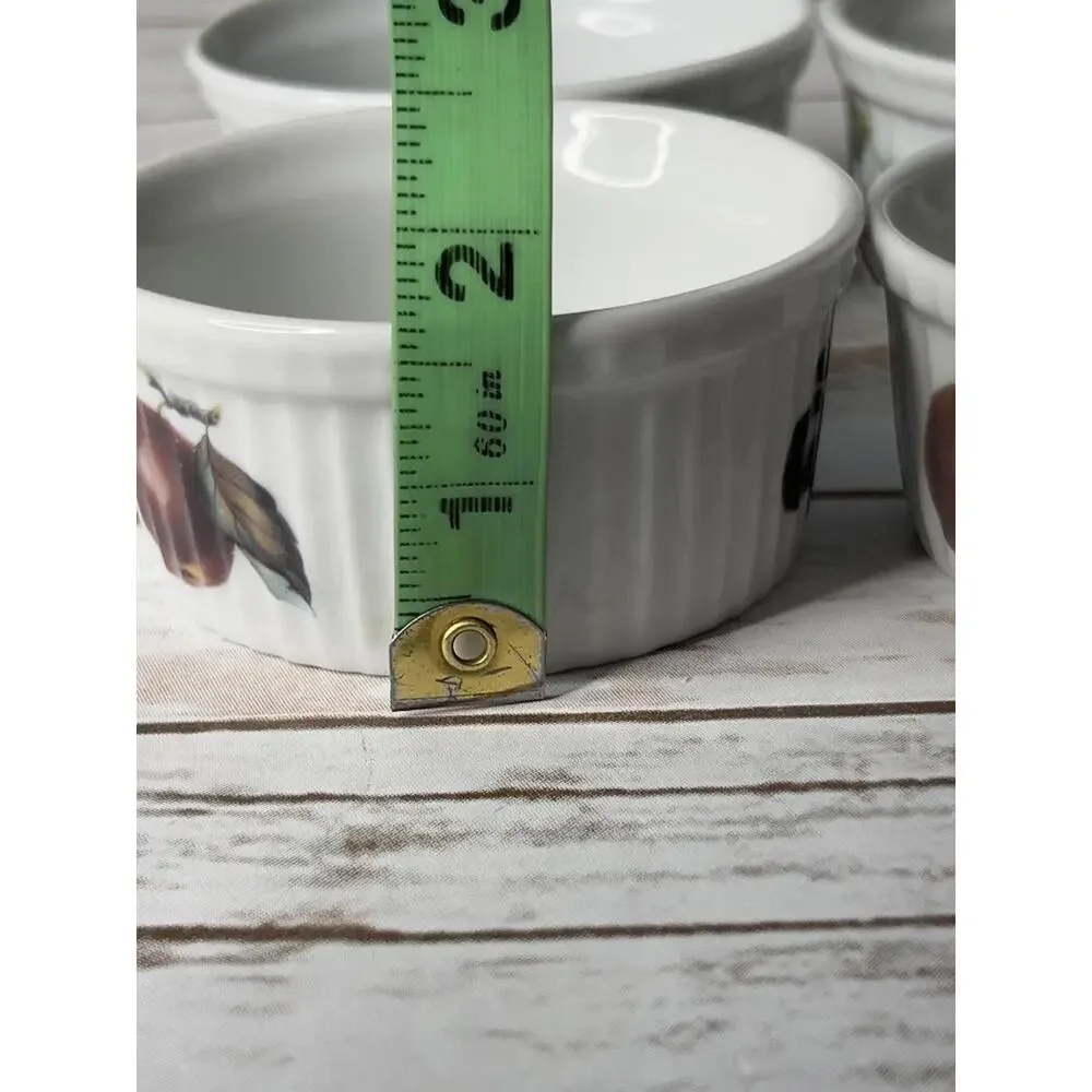 Cordon Bleu BIA Bakeware (4) White‎ w/Fruit Ceramic Ramekins